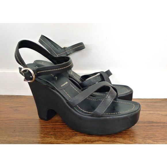 PRADA Criss-Cross Strappy Platform Wedge Heel Sandal Made in Italy 39 9 $1250 - Picture 1 of 14